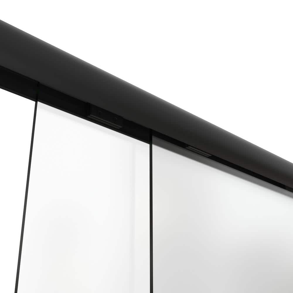 Black Double-Sliding Glass Shower Door with Stainless Steel Handles