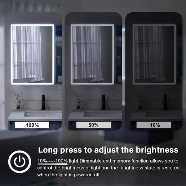 WELLFOR 30 in. W x 28 in. H Rectangular Dimmable Anti-fog