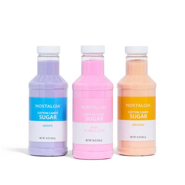 16 oz. Cotton Candy Flossing Sugar - Grape, Pink Bubble Gum, Orange