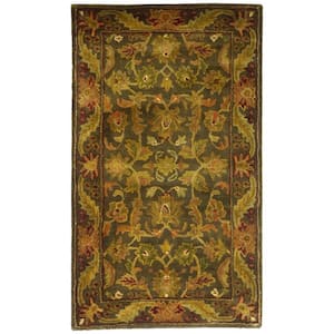Antiquity Green/Gold Doormat 2 ft. x 4 ft. Border Floral Solid Area Rug