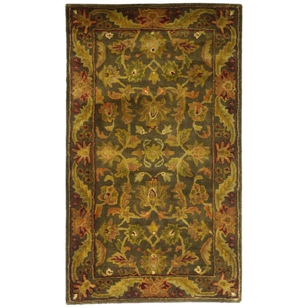 SAFAVIEH Antiquity Green/Gold 3 ft. x 5 ft. Border Floral Solid Area Rug