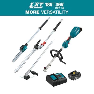 18V LXT Brushless Couple Shaft Power Head Kit w/String Trimmer, Pole Saw & Articulating Hedge Trimmer Attachments 4.0Ah