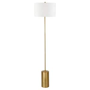 Somerset 64 in. Brass Floor Lamp with Drum Shade