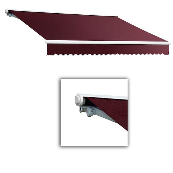 AWNTECH 8 ft. Galveston Semi-Cassette Left Motor with Remote Retractable Awning (84 in. Projection) in Burgundy