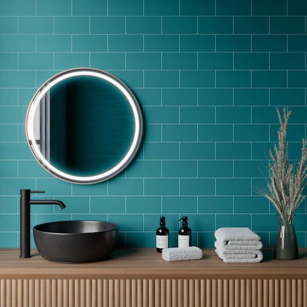 Stacy Garcia Tori Teal 3.93 in. x 7.85 in. Matte Ceramic Wall Tile (6.02 sq. ft./case)