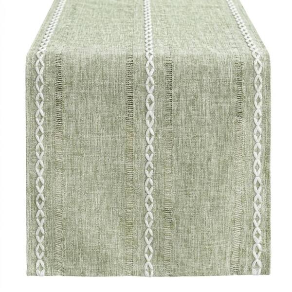 13 in. W x 72 in. L Green Solid Color Cotton Linen Table Runner for Table Decor 1 Pack