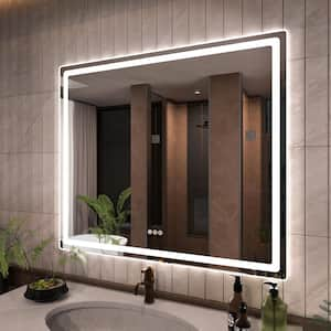 42 in. W x 36 in. H Round Corner Rectangular Frameless Wall Mount LED Single Bathroom Vanity Mirror in Polished Crystal