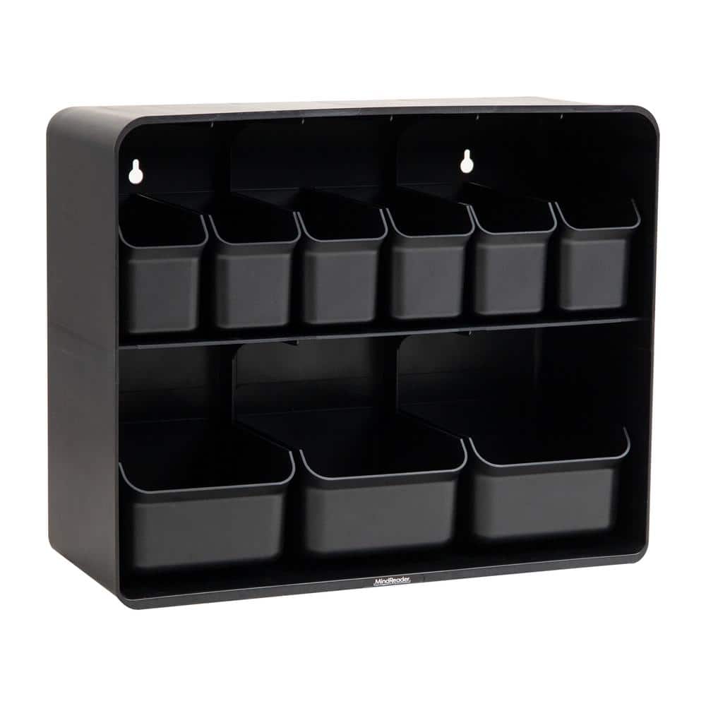 Mind Reader 18"L x 7.25"W x 14.5"H Black Plastic Snack Organizer, Countertop Organizer, Snacks, Kitchen
