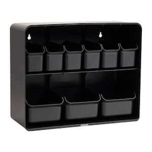 18"L x 7.25"W x 14.5"H Black Plastic Snack Organizer, Countertop Organizer, Snacks, Kitchen