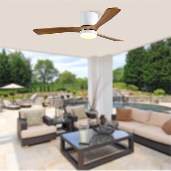 Blade Span 42 in. Indoor White Modern Flush Mount Ceiling Fan with LED Light Bulbs with Remote Control