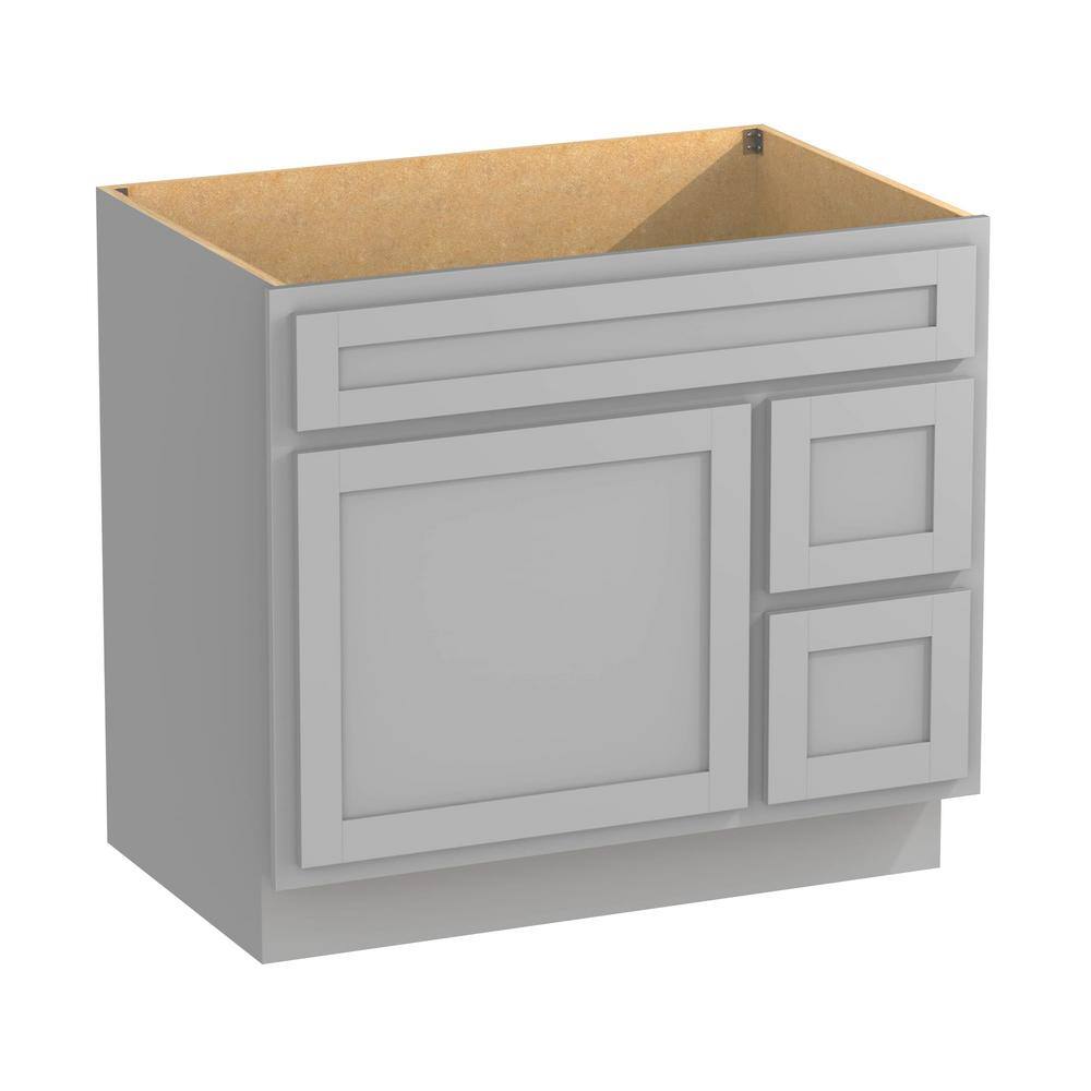 Gray Painted Freestanding Bathroom Vanity Cabinet with Shelves