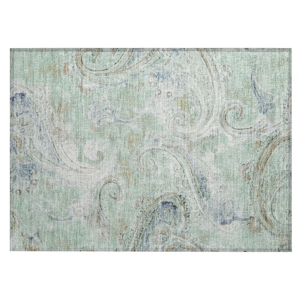 Chantille Machine Washable Indoor/Outdoor Abstract ACN2748 Aqua 2 ft. x 3 ft. Accent Rug