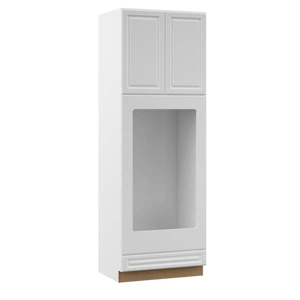 Designer Series Elgin 33 in. W x 24 in. D x 96 in. H Assembled Raised Panel Double Oven Kitchen Cabinet in White