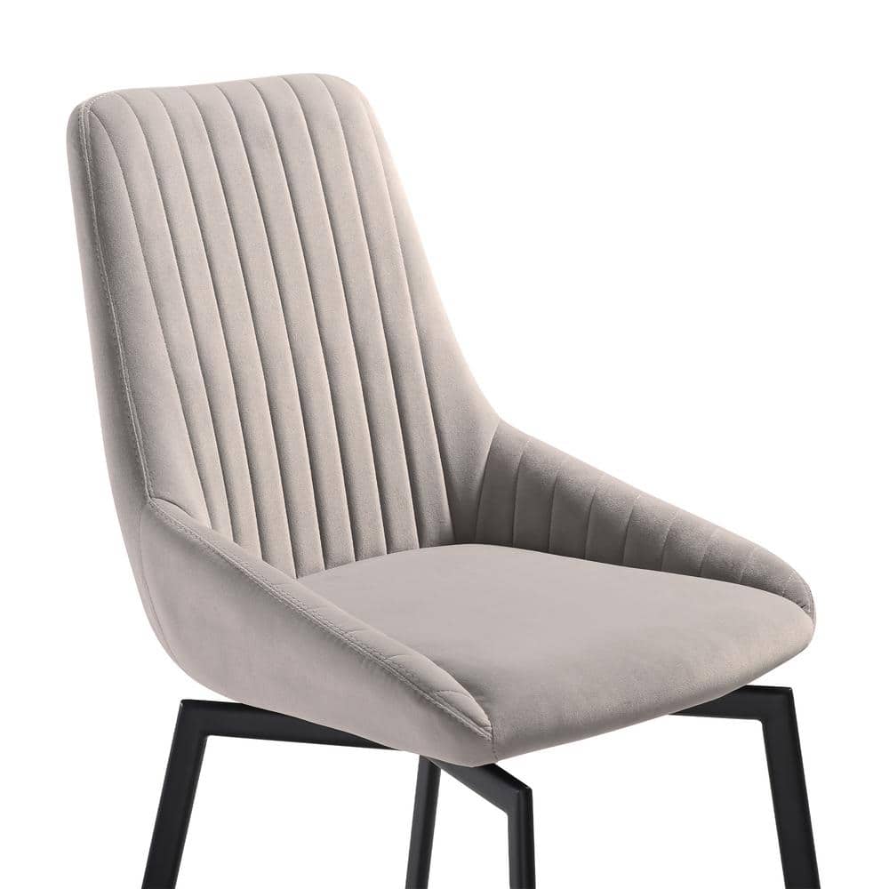 Gray Upholstered Swivel Parsons Side Chair with Metal Legs