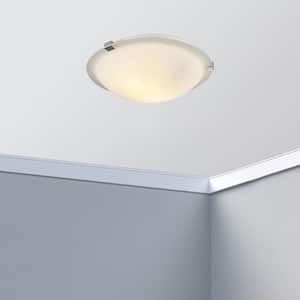 Neptune 15 in. 3-Light Brushed Nickel Flush Mount Ceiling Light Fixture with Frosted Glass Shade