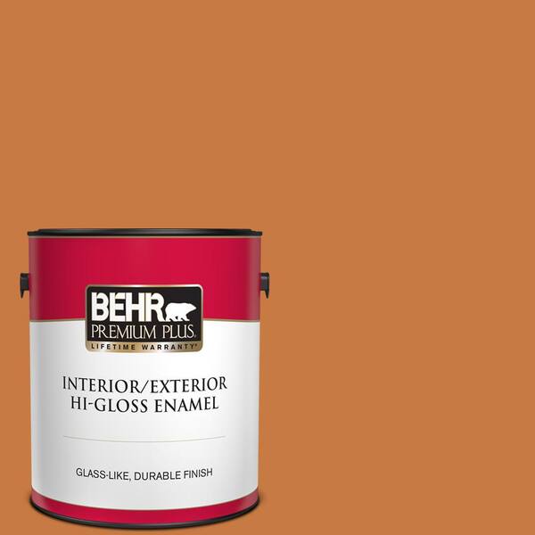 BEHR PREMIUM PLUS 1 gal. #M230-7 Rumba Orange Hi-Gloss Enamel Interior/Exterior Paint