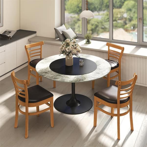 HONEY JOY Wooden Dining Chair Set of 2 PU Leather Upholstered
