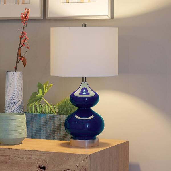 navy blue glass table lamp