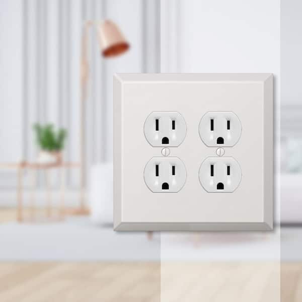 Oversized 2 Gang Duplex Steel Wall Plate - White