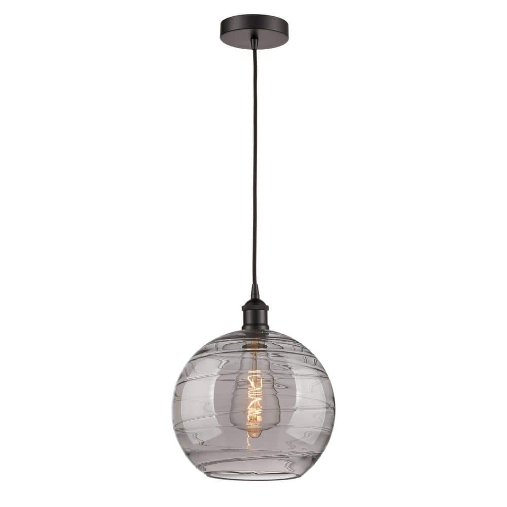 Athens Deco Swirl 100-Watt 1-Light Oil Rubbed Bronze Standard Mini Pendant Light with Painted Glass Shade price history on PriceWatchPro