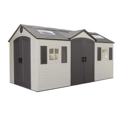 15 ft. x 8 ft. Resin Double Door, Dual Entry Storage Shed (109 sq. ft.)