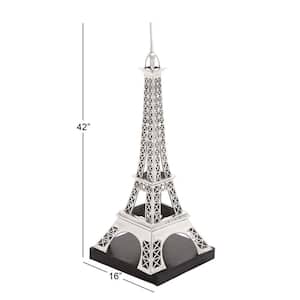 16 in. x 42 in. Silver Aluminum Eiffel Tower Sculpture