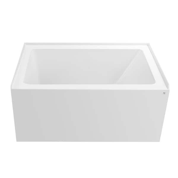 Vanity Art 48 in. x 32 in. Acrylic Alcove Skirt Soaking Bathtub with Left Overflow and Drain in White/Matte Black