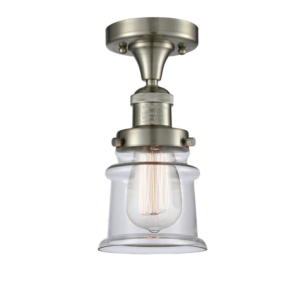 Innovations Canton 6 in. 1-Light Brushed Satin Nickel Semi-Flush Mount with Clear Glass Shade