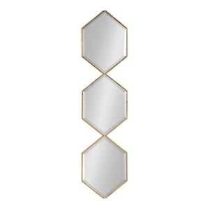 Large Novelty Gold Beveled Glass Art Deco Mirror (42 in. H x 10 in. W)