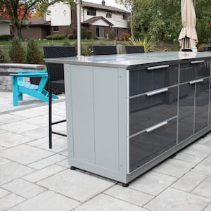 Aluminum Slate Gray 30 in. x 25.25 in. 37.25 in. 3-Drawer Outdoor Kitchen Cabinet