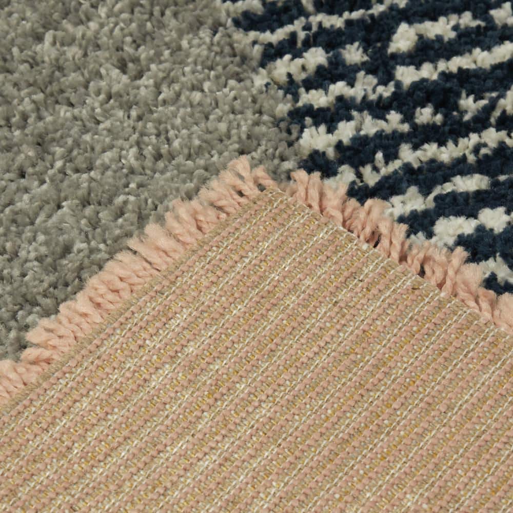 Merril Burnt Orange and Multicolor Geometric Shag Area Rug