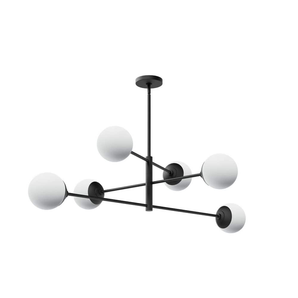 Hepburn 6 Light Matte Black with Cased White Glass Chandelier for Kitchens price history on PriceWatchPro