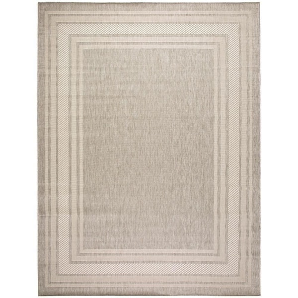 Horizon Indoor/Outdoor Grey 8 ft. x 10 ft. Bordered Contemporary Area Rug