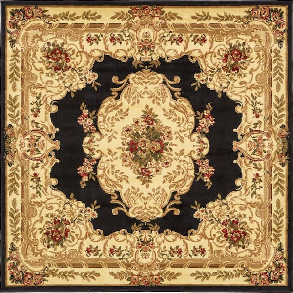 Versailles Charles Black 6' 0 x 6' 0 Square Rug