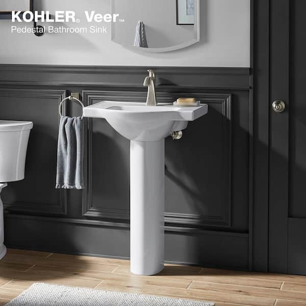 Veer 24 in. Vitreous China Pedestal Sink Basin in White