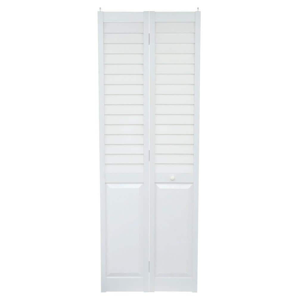 Home Fashion Technologies 28 in. x 80 in. Louver/Panel White PVC Composite Interior Closet Bi