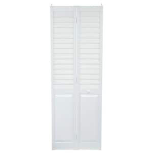 28 in. x 80 in. Louver/Panel White PVC Composite Interior Closet Bi-Fold Door