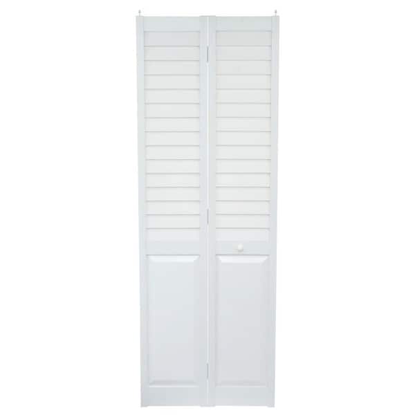 Home Fashion Technologies 28 in. x 80 in. Louver/Panel White PVC Composite Interior Closet Bi-Fold Door