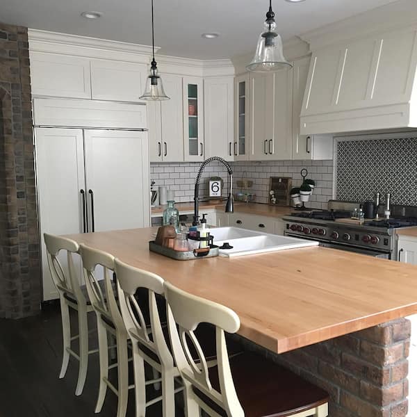 4 ft. L x 30 in. D x 1.5 in. T Finished Maple Solid Wood Butcher Block Countertop With Square Edge