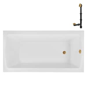 N-4340-748-BGL 60 in. x 32 in. Rectangular Acrylic Soaking Drop-In Bathtub, with Reversible Drain in Brushed Gold