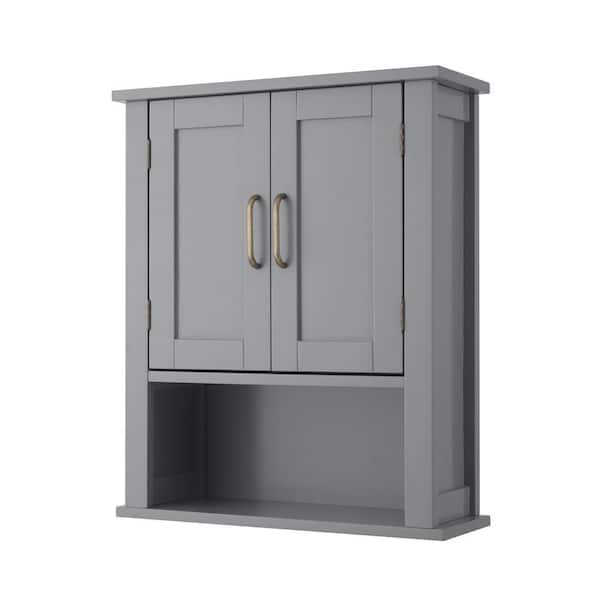 Mercer Mid Century Modern 20.07 in. W x 7.08 in. D x 24.17 in. H Grey Wooden Bathroom Wall Cabinet