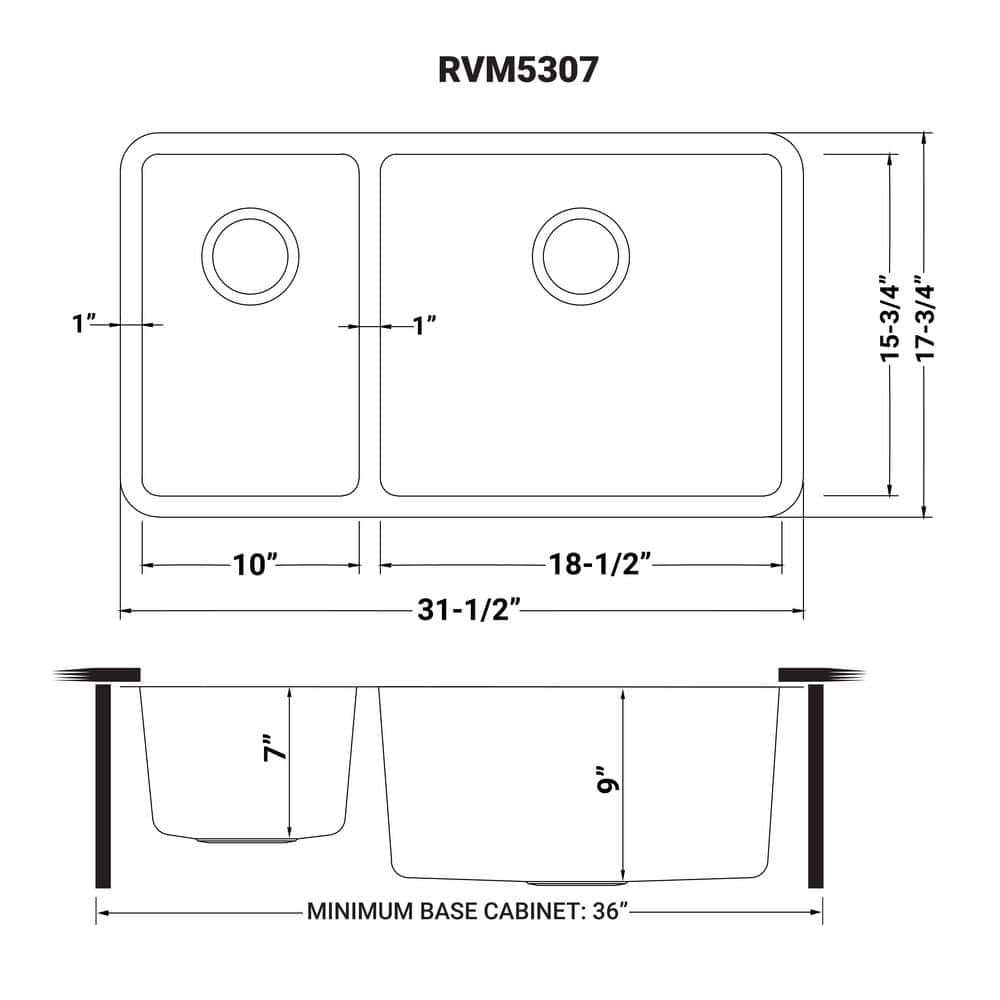 Ruvati 35-inch Drop-in Double Bowl Stainless Steel Kitchen Sink