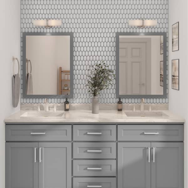 Premier Accents Jade Gray 3-1/4 in. x 2 in. Glass Hexagon Mosaic Tile Sample