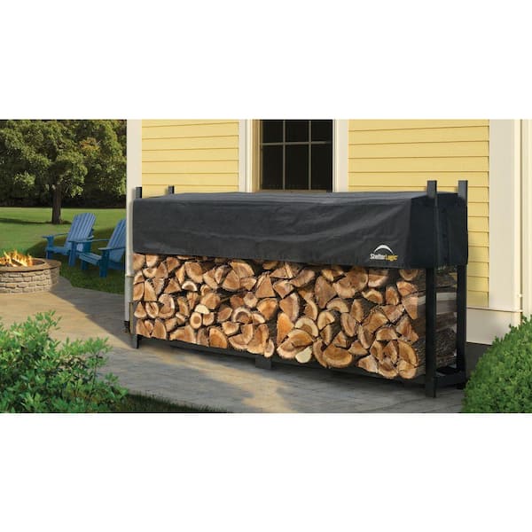 8 ft. W x 4 ft. H x 1 ft. D Ultra-Duty, High-Grade Steel Firewood Rack with Premium Wood Rack and 2-Way Adjustable Cover