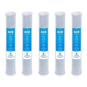 5 Pack Big Blue Water Filter Activated Carbon Block Filter - Whole House - 5 Micron - 2.5" x 20" inch