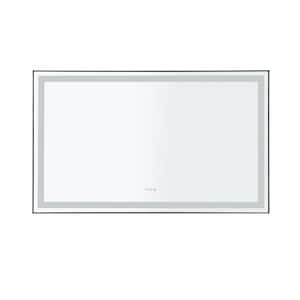 84 in. W x 36 in. H Large Rectangular Framed Dimmable LED Light Anti-Fog Wall Bathroom Vanity Mirror in Black
