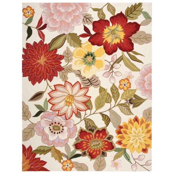 Nourison Spring Blossom Ivory 8 ft. x 11 ft. Floral Contemporary Area Rug
