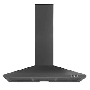 36 in. 450 CFM Ducted Wall Mount Under Cabinet Range Hood in Black Painted Stainless Steel with LED Light