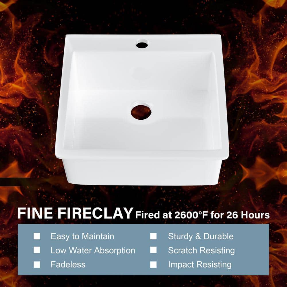 24'' White Fireclay Drop-In Single Bowl Kitchen Sink
