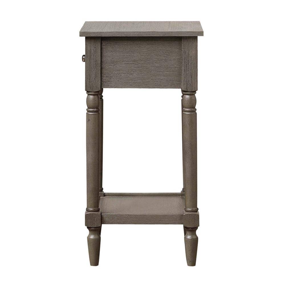 Dark Gray Wirebrush French Country Accent Table with Storage